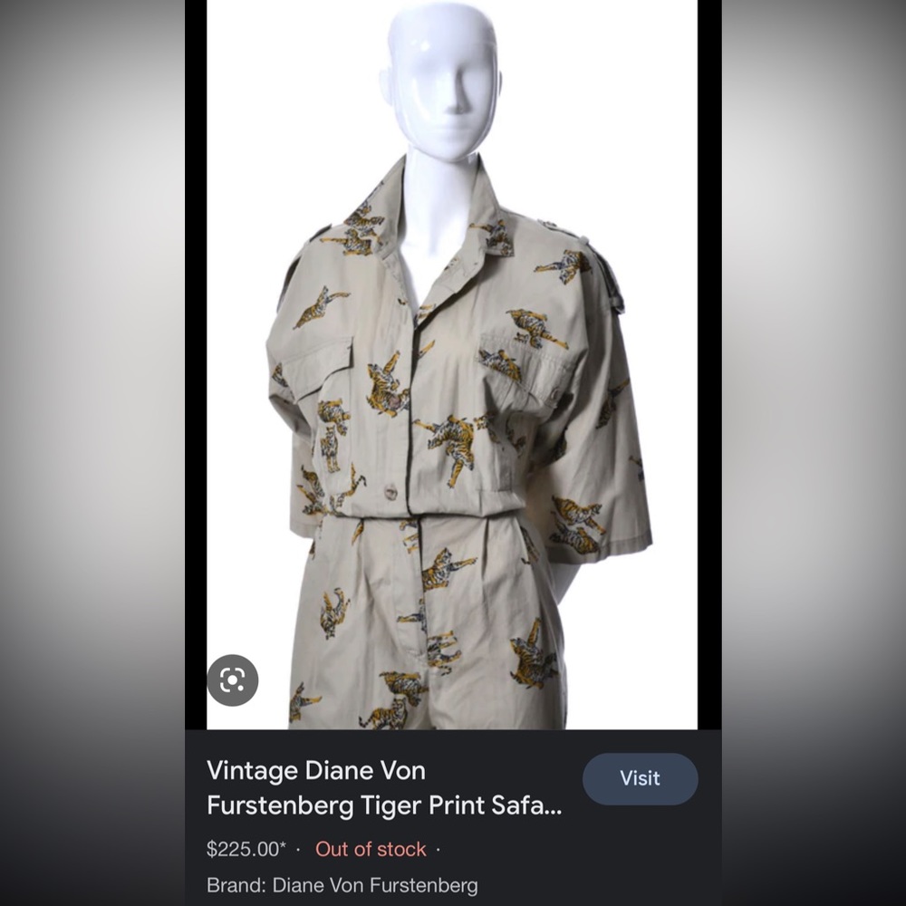 Dianne Von Furstenberg tiger print jumpsuit vintage - Picture 7 of 11